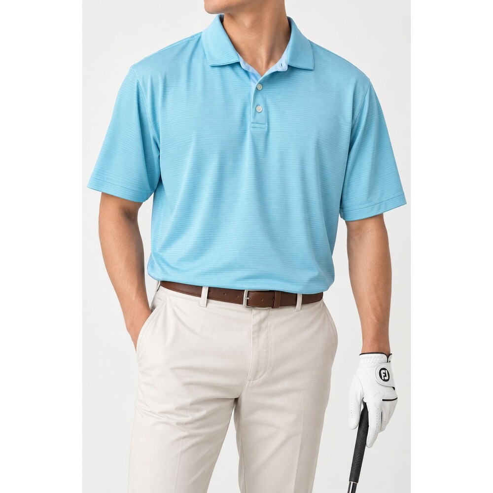 Greg Norman ML75 Mens XL Blue Green Stripe Golf Polo Dry Performance Shirt 0001